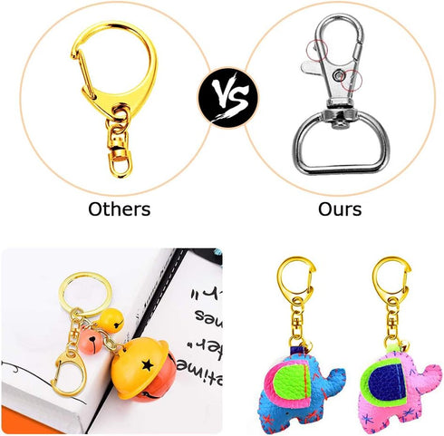 Roctee 120 Pcs Key Chain Clip D Snap Hook Split Metal Keychain with Chain, Keychain Parts Hardware with Open Jump Ring and Connector, DIY Crafts K...